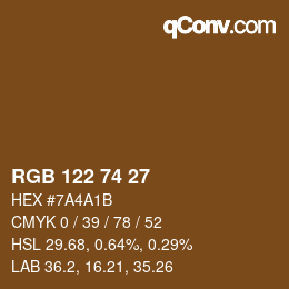カラーコード: RGB 122 74 27 | qconv.com