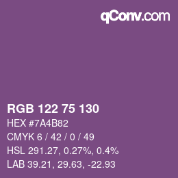 カラーコード: RGB 122 75 130 | qconv.com