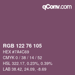 カラーコード: RGB 122 76 105 | qconv.com
