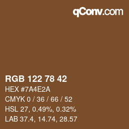 Color code: RGB 122 78 42 | qconv.com