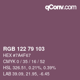 カラーコード: RGB 122 79 103 | qconv.com