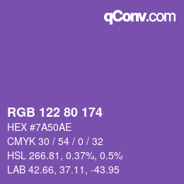 カラーコード: RGB 122 80 174 | qconv.com