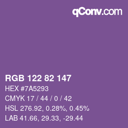 カラーコード: RGB 122 82 147 | qconv.com