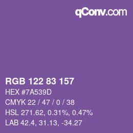 カラーコード: RGB 122 83 157 | qconv.com