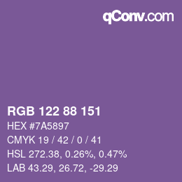 カラーコード: RGB 122 88 151 | qconv.com