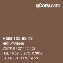 Código de color: RGB 122 89 73 | qconv.com