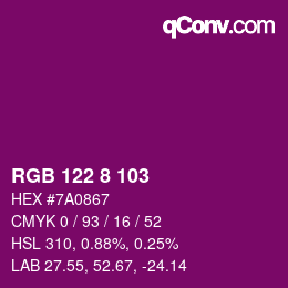 Color code: RGB 122 8 103 | qconv.com