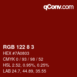 カラーコード: RGB 122 8 3 | qconv.com