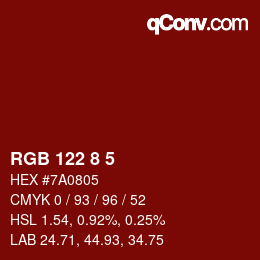 Color code: RGB 122 8 5 | qconv.com