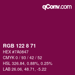 Color code: RGB 122 8 71 | qconv.com
