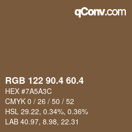 カラーコード: RGB 122 90.4 60.4 | qconv.com