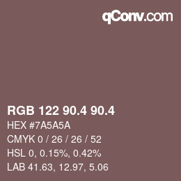 カラーコード: RGB 122 90.4 90.4 | qconv.com