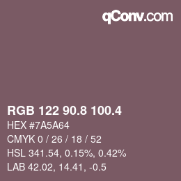カラーコード: RGB 122 90.8 100.4 | qconv.com
