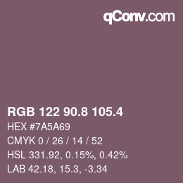 カラーコード: RGB 122 90.8 105.4 | qconv.com