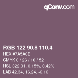カラーコード: RGB 122 90.8 110.4 | qconv.com