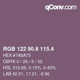 カラーコード: RGB 122 90.8 115.4 | qconv.com