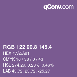 カラーコード: RGB 122 90.8 145.4 | qconv.com