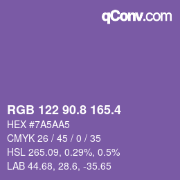 カラーコード: RGB 122 90.8 165.4 | qconv.com