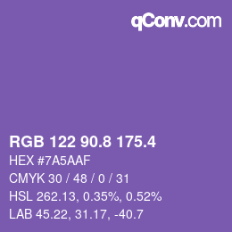 カラーコード: RGB 122 90.8 175.4 | qconv.com