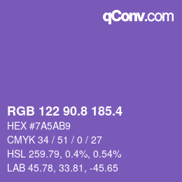 カラーコード: RGB 122 90.8 185.4 | qconv.com