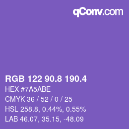 カラーコード: RGB 122 90.8 190.4 | qconv.com