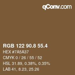 カラーコード: RGB 122 90.8 55.4 | qconv.com