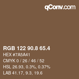 カラーコード: RGB 122 90.8 65.4 | qconv.com