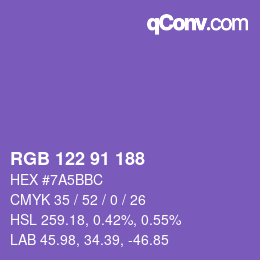 Color code: RGB 122 91 188 | qconv.com