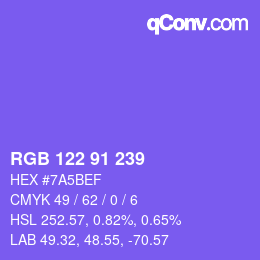 Color code: RGB 122 91 239 | qconv.com
