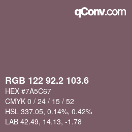 カラーコード: RGB 122 92.2 103.6 | qconv.com