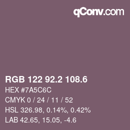 カラーコード: RGB 122 92.2 108.6 | qconv.com