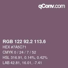 カラーコード: RGB 122 92.2 113.6 | qconv.com