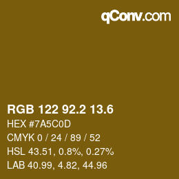 カラーコード: RGB 122 92.2 13.6 | qconv.com