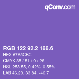 カラーコード: RGB 122 92.2 188.6 | qconv.com
