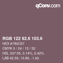 カラーコード: RGB 122 92.6 103.6 | qconv.com