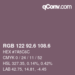カラーコード: RGB 122 92.6 108.6 | qconv.com