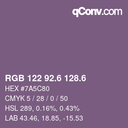 カラーコード: RGB 122 92.6 128.6 | qconv.com