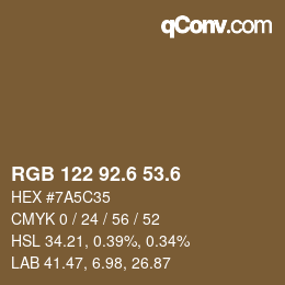 カラーコード: RGB 122 92.6 53.6 | qconv.com