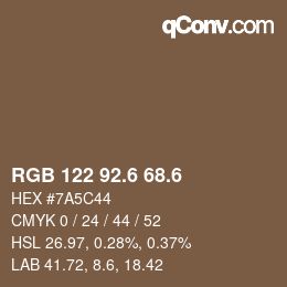 カラーコード: RGB 122 92.6 68.6 | qconv.com