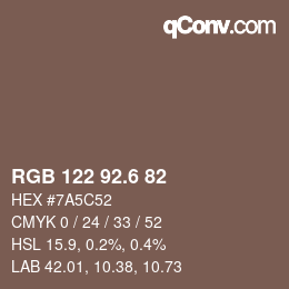 カラーコード: RGB 122 92.6 82 | qconv.com