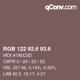 カラーコード: RGB 122 92.6 93.6 | qconv.com
