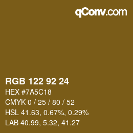 カラーコード: RGB 122 92 24 | qconv.com