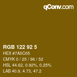 カラーコード: RGB 122 92 5 | qconv.com