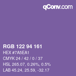 Farbcode: RGB 122 94 161 | qconv.com
