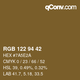 Color code: RGB 122 94 42 | qconv.com