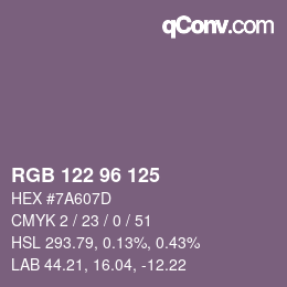 カラーコード: RGB 122 96 125 | qconv.com