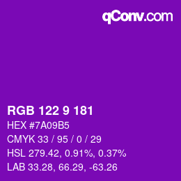 カラーコード: RGB 122 9 181 | qconv.com