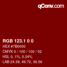 カラーコード: RGB 123.1 0 0 | qconv.com