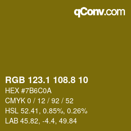 カラーコード: RGB 123.1 108.8 10 | qconv.com