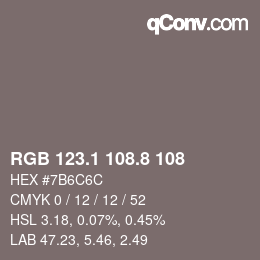 Color code: RGB 123.1 108.8 108 | qconv.com
